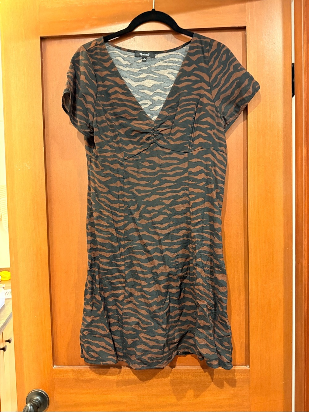 Madewell - Brown & Black Tiger Stripe V-Neck Dress